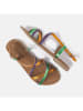 Lazamani Leren sandalen oranje/groen/paars