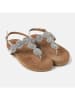 Lazamani Leren teensandalen zilverkleurig