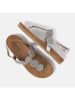 Lazamani Leren teensandalen zilverkleurig