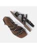 Lazamani Skórzane sandały w kolorze czarnym ze wzorem