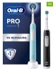Oral-B 2tlg. Set: Elektr. Zahnbürsten "Pro1 Cross Action" in Hellblau/ Schwarz