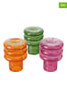 Boltze 3er-Set: Teelichthalter "Loops" in Orange/ Grün/ Pink - (H)13 x Ø 10 cm