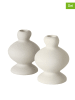 Boltze 2er-Set: Kerzenleuchter "Rimona" in Weiß - (H)12 cm