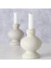 Boltze 2-delige set: kaarshouders "Rimona" wit - (H)12 cm