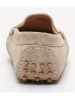 John Scott Leren mocassins beige/goudkleurig