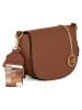 Mia Tomazzi Leder-Umhängetasche in Cognac - (B)19 x (H)17 x (T)6,5 cm