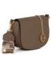 Mia Tomazzi Leder-Umhängetasche "Barletta" in Taupe - (B)19 x (H)17 x (T)6,5 cm