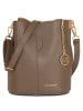 Mia Tomazzi Leder-Umhängetasche in Taupe - (B)20 x (H)23 x (T)14 cm