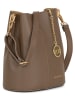 Mia Tomazzi Leren schoudertas taupe - (B)20 x (H)23 x (D)14 cm