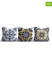 ABERTO DESIGN 3-delige set: kussenhoezen blauw/geel/wit - (L)43 x (B)43 cm