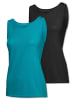 Schiesser 2-delige set: hemdjes turquoise/zwart