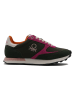Benetton Leder-Sneakers in Schwarz/ Orange/ Pink
