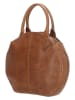 HIDE & STITCHES Leder-Henkeltasche "Cote d Azur" in Hellbraun - (B)28 x (H)24 x (T)6 cm