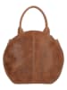 HIDE & STITCHES Leder-Henkeltasche "Cote d Azur" in Hellbraun - (B)28 x (H)24 x (T)6 cm