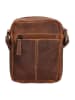 HIDE & STITCHES Leder-Umhängetasche in Cognac - (B)14,5 x (H)18 x (T)5,5 cm