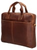 HIDE & STITCHES Leder-Businesstashe in Cognac - (B)42 x (H)33 x (T)6 cm