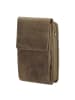 HIDE & STITCHES Leder-Handytasche in Khaki - (B)11 x (H)20 x (T)3 cm