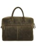 HIDE & STITCHES Leren businesstas kaki - (B)40 x (H)30,5 x (D)7 cm