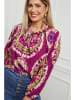 Plus Size Company Bluzka "Eko" w kolorze fioletowo-oliwkowo-kremowym