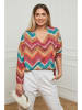 Plus Size Company Blouse "Emry" paars/camel/turquoise