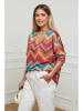 Plus Size Company Bluzka "Emry" w kolorze fioletowo-karmelowo-turkusowym
