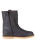 POM POM Leder-Winterboots in Dunkelblau
