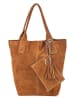 Florence Bags Skórzany shopper bag "Croas" w kolorze jasnobrązowym - 33 x 40 x 15 cm