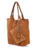 Florence Bags Skórzany shopper bag "Croas" w kolorze jasnobrązowym - 33 x 40 x 15 cm