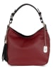 Anna Morellini Leren schoudertas "Fiorella" bordeaux/zwart - (B)30 x (H)27 x (D)9 cm