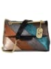 Anna Morellini Leren schoudertas "Bettina" antraciet/bruin/goudkleurig - (B)22 x (H)19 x (D)8cm