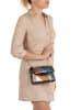 Anna Morellini Leren schoudertas "Bettina" antraciet/bruin/goudkleurig - (B)22 x (H)19 x (D)8cm
