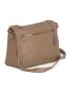 Anna Morellini Leder-Umhängetasche "Orlanda" in Taupe - (B)29 x (H)23 x (T)12 cm