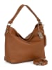 Anna Morellini Leder-Schultertasche "Ricciarda" in Hellbraun - (B)35 x (H)24 x (T)10 cm
