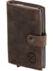 HIDE & STITCHES Leren portemonnee "Idaho" donkerbruin - (B)10 x (H)8 x (D)1,5 cm
