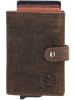 HIDE & STITCHES Leren portemonnee "Idaho" donkerbruin - (B)10 x (H)8 x (D)1,5 cm