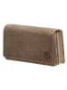 HIDE & STITCHES Leder-Geldbörse in Taupe - (B)15,3 x (H)9 x (T)3 cm