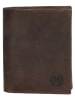 HIDE & STITCHES Leder-Geldbörse in Braun - (B)9 x (H)12 x (T)2 cm