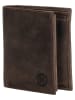 HIDE & STITCHES Leren portemonnee bruin - (B)9 x (H)12 x (D)2,5 cm