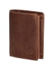 HIDE & STITCHES Skórzany portfel w kolorze jasnobrązowym - 10 x 8 x 1,5 cm
