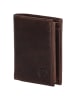 HIDE & STITCHES Leren portemonnee bruin - (B)10 x (H)8 x (D)1,5 cm