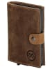 HIDE & STITCHES Leren portemonnee lichtbruin - (B)7,5 x (H)10,5 x (D)1 cm