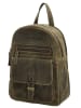 HIDE & STITCHES Leren rugzak kaki - (B)20,5 x (H)28,5 x (D)11 cm
