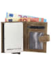 HIDE & STITCHES Leder-Geldbörse in Beige - (B)8 x (H)10 x (T)2 cm