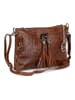 Mia Tomazzi Leder-Umhängetasche "Abano" in Braun - (B)23 x (H)16 x (T)2 cm