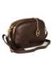 Mia Tomazzi Leren schoudertas "Gradisca" donkerbruin - (B)22 x (H)16 x (D)7 cm