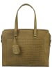 Burkely Leder-Schultertasche "Icon Ivy" in Khaki - (B)39,5 x (H)31 x (T)13 cm