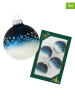 Krebs Glas Lauscha Kerstballen donkerblauw/zilverkleurig - 4 stuks