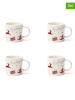 Trendy Kitchen by EXCÉLSA 4er-Set: Kaffeetassen "Merry Christmas" in Weiß/ Rot - 100 ml