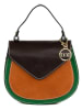 Mia Tomazzi Leren handtas "Contarini" groen/cognackleurig/zwart - (B)21 x (H)18 x (D)6 cm