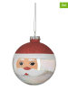 InArt 6-delige set: kerstballen rood/wit - Ø 8 cm